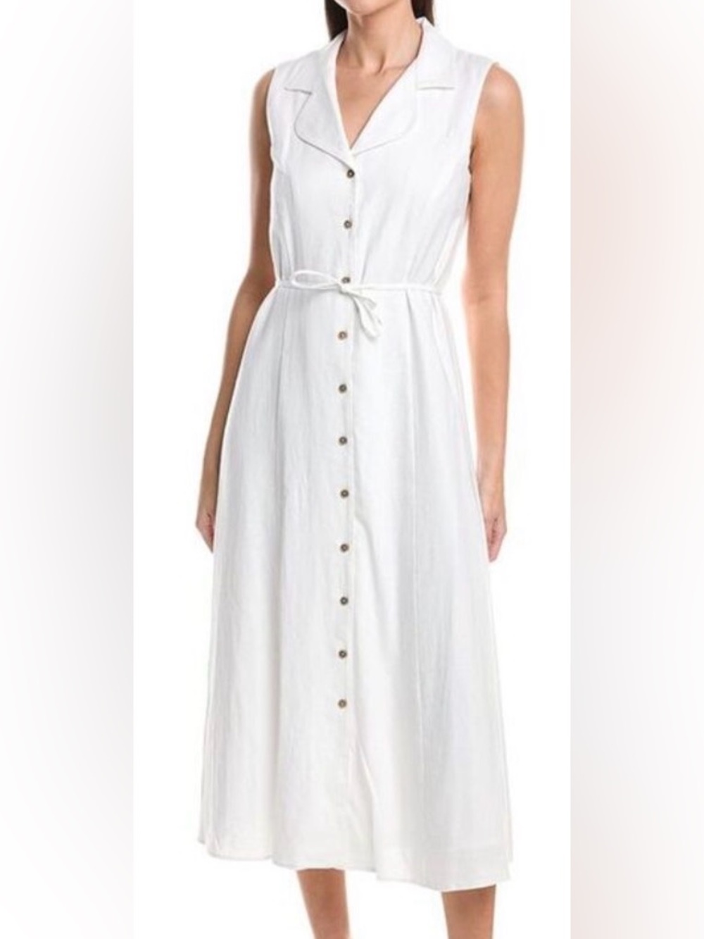 Jones New York Sleeveless Cream Button-Front Maxi Dress